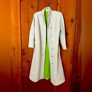 Handmade unique Retro mod lime green floral textured mid century modern pea coat